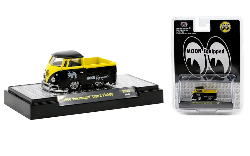 1:64 1960 Vw Kombi Type 2 Shorty -- Mooneyes Black/Yellow -- M2 Machines 1