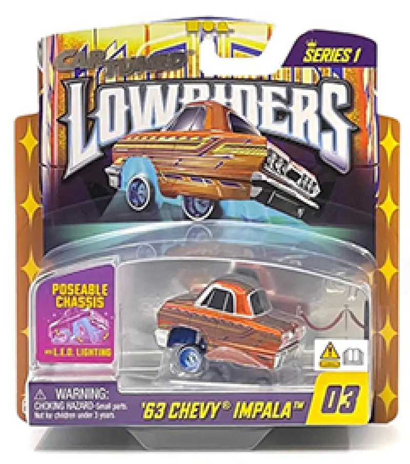 1:64 1963 Chevrolet Impala -- Orange -- Cartuned: Lowriders Show Glow Series 1 1