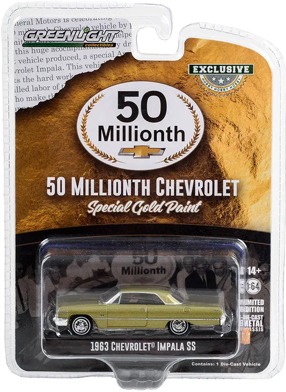 1:64 1963 Impala Ss -- 50 Millionth Chevrolet -- Special Gold Paint -- Greenligh 1