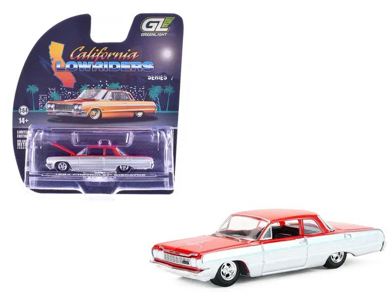 1:64 1964 Chevrolet Biscayne - Red/Silver -- Greenlight: California Lowriders 1