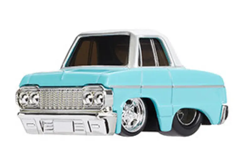 1:64 1964 Chevrolet Impala -- Light Blue / White -- Cartuned: Mainline Series 5 2