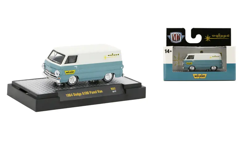 1:64 1964 Dodge A100 Panel Van -- Weiand White/Blue -- M2 Machines 1