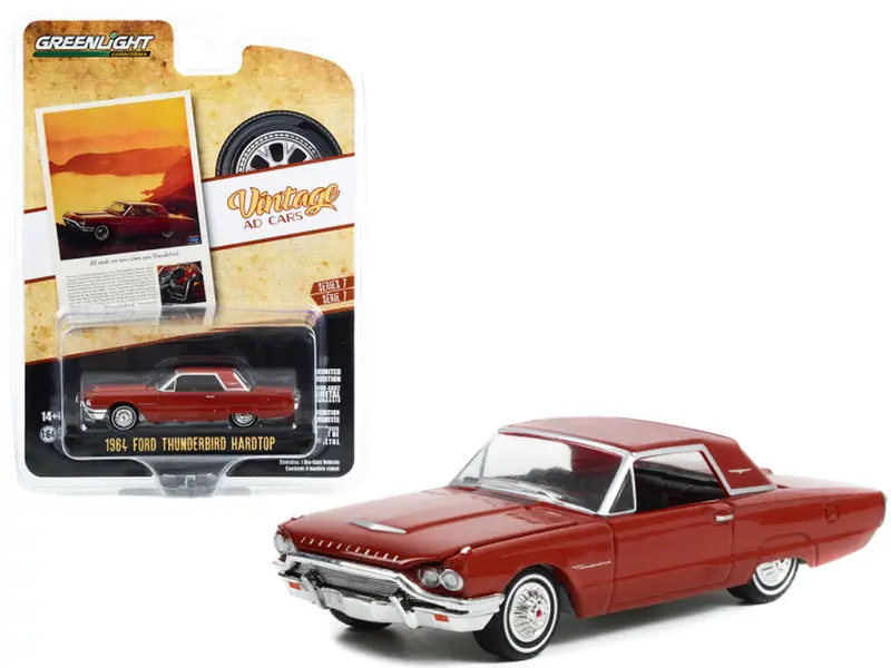 1:64 1964 Ford Thunderbird Hardtop -- Maroon --  Greenlight 1