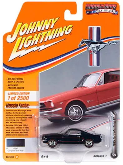 1:64 1965 Ford Mustang Gt -- Caspian Blue Poly -- Johnny Lightning 1