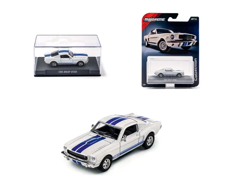 1:64 1965 Shelby Mustang Gt350 -- White W/Blue Stripes -- Majorette: Collection 1