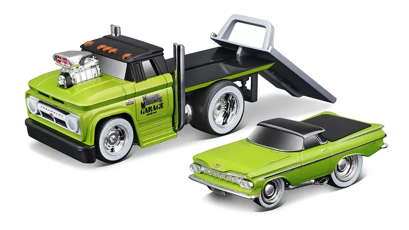 1:64 1966 Chevrolet C60 Flatbed & 1969 El Camino -- Muscle Machines Transports 1