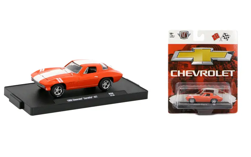 1:64 1966 Chevrolet Corvette 427 -- Orange/White -- M2 Machines 1