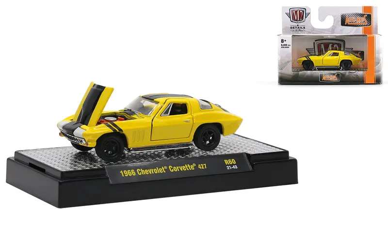 1:64 1966 Chevrolet Corvette 427 -- Yellow/Black -- M2 Machines 1