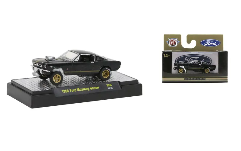 1:64 1966 Ford Mustang Gasser -- Black -- M2 Machines Detroit Muscle 1
