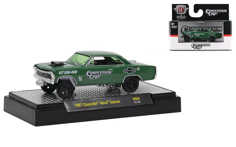 1:64 1967 Chevrolet Nova Gasser -- Green Competition Cams -- M2 Machines 1
