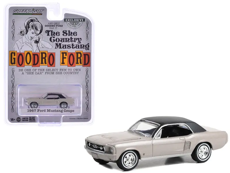 1:64 1967 Ford Mustang Coupe -- Autumn Smoke (Beige) -- Greenlight 1