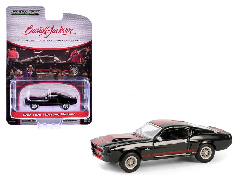 1:64 1967 Ford Mustang Eleanor -- Raven Black With Red Stripes --  Greenlight 1