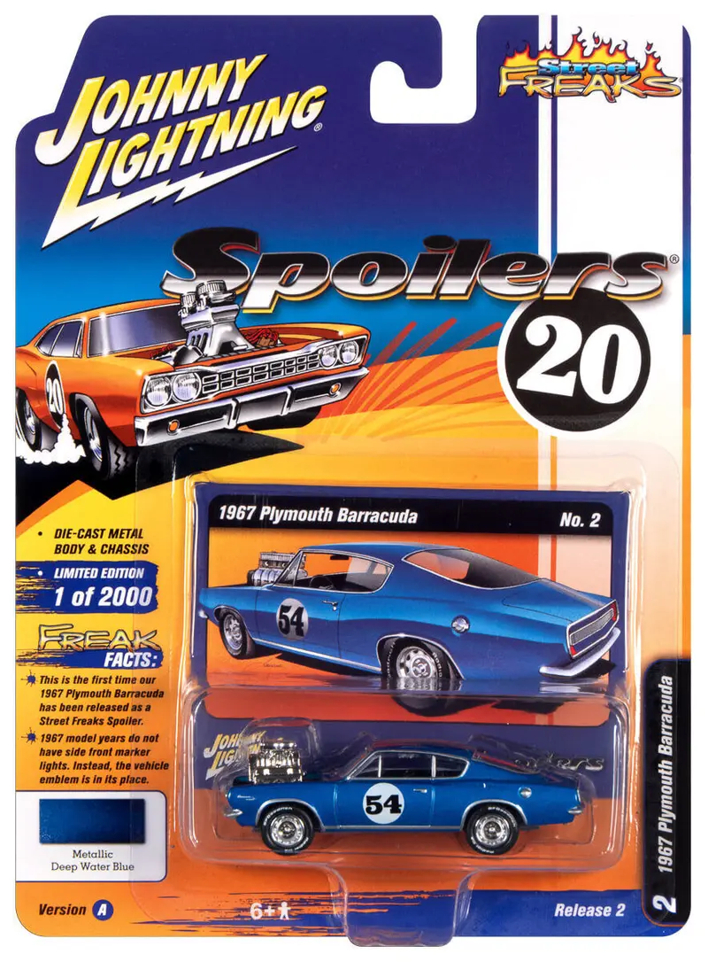 1:64 1967 Plymouth Barracuda -- Metallic Deep Water Blue -- Johnny Lightning 1