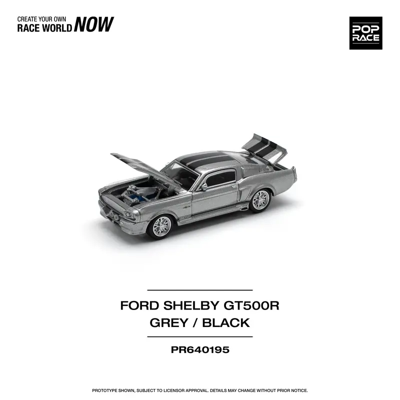 1:64 1967 Shelby Gt500r (Ford Mustang) -- Grey/Black -- Pop Race 1