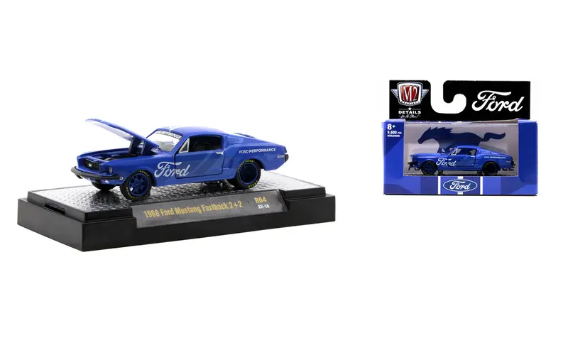 1:64 1968 Ford Mustang Fastback 2+2 -- Blue -- M2 Machines 1