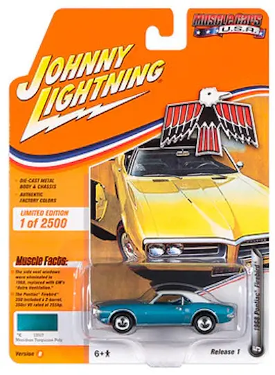 1:64 1968 Pontiac Firebird -- Meridian Turquoise Poly -- Johnny Lightning 1