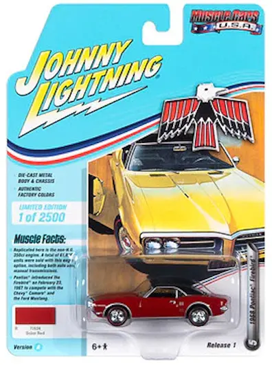 1:64 1968 Pontiac Firebird -- Solar Red -- Johnny Lightning 1