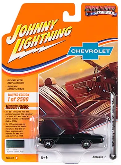 1:64 1969 Chevrolet Impala Ss Convertible -- Fathom Green Poly -- Johnny Lightni 1