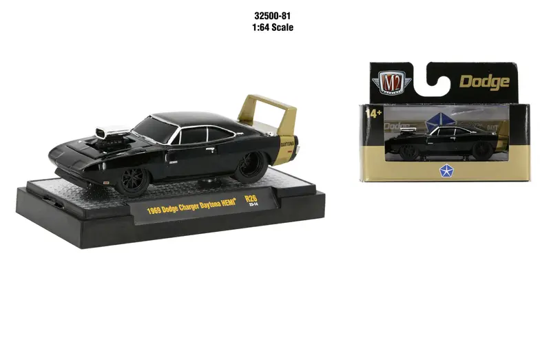 1:64 1969 Dodge Charger Daytona Hemi -- Black -- M2 Machines Ground-Pounders 1