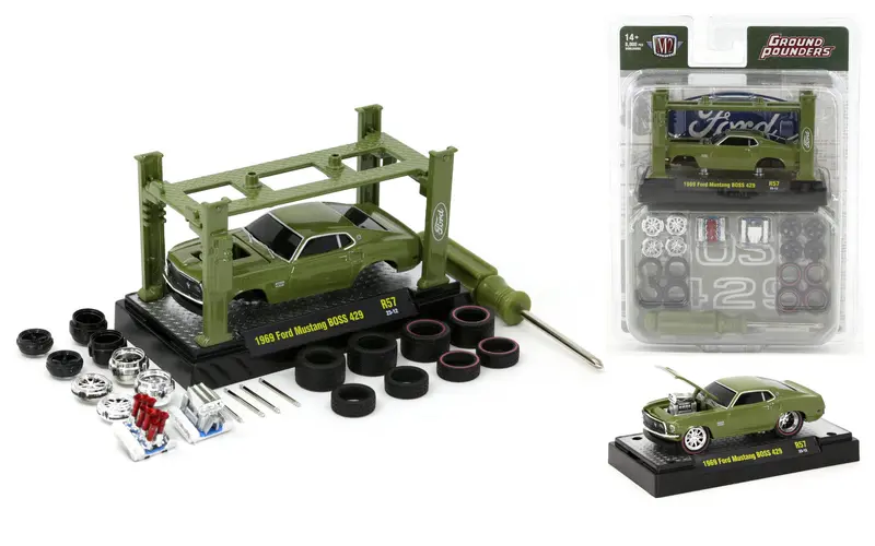 1:64 1969 Ford Mustang Boss 429 -- Dark Green -- M2 Machines Model Kits 1