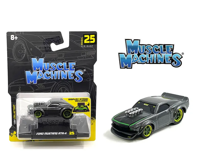 1:64 1969 Ford Mustang Rtr-X -- Black/Green -- Muscle Machines 1