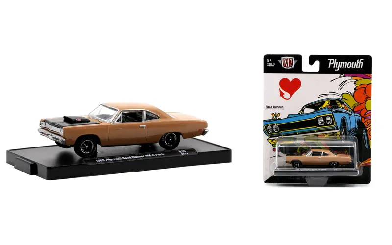 1:64 1969 Plymouth Road Runner 440 6-Pack -- Brown -- M2 Machines 1