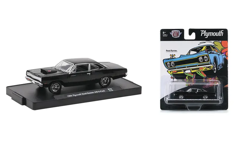 1:64 1969 Plymouth Road Runner -- Black -- M2 Machines Auto Drivers R76 1
