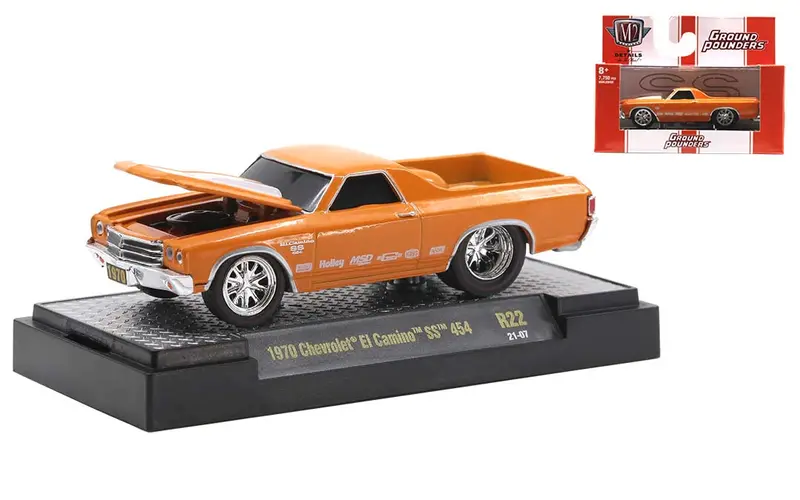 1:64 1970 Chevrolet El Camino Ss 454 -- Orange -- M2 Machines Ground-Pounders 1