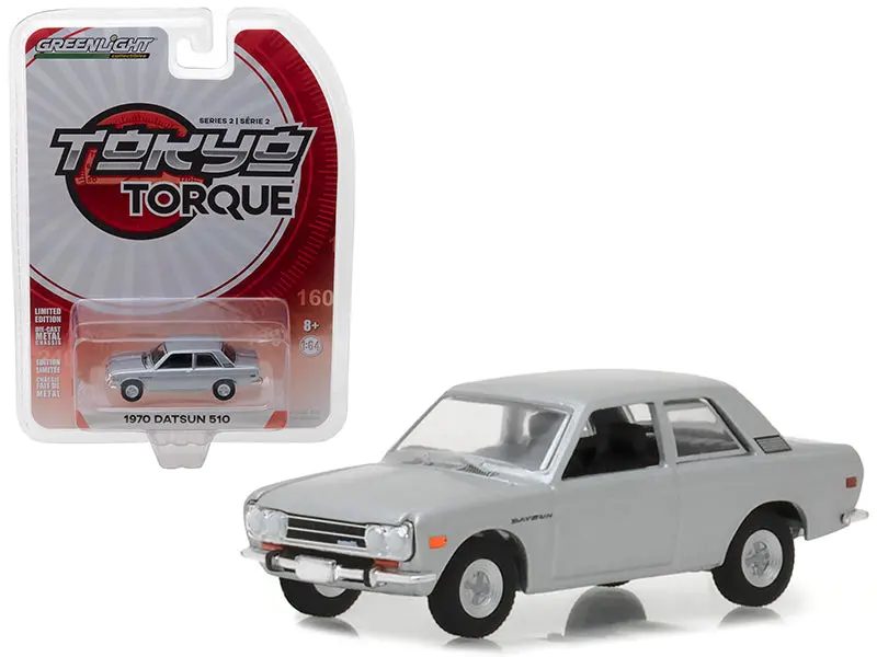 1:64 1970 Datsun 510 -- Silver -- Greenlight 1