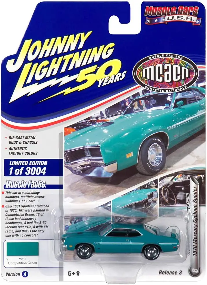 1:64 1970 Mercury Cyclone Spoiler -- Competition Green -- Johnny Lightning 1