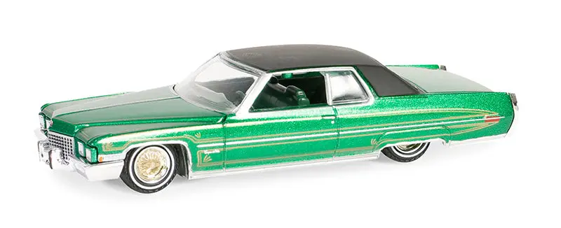 1:64 1971 Cadillac Coupe Deville -- Green/Gold -- California Lowriders 1