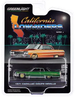 1:64 1971 Cadillac Coupe Deville -- Green/Gold -- California Lowriders 2