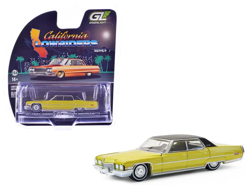 1:64 1971 Cadillac Sedan Deville - Gold -- Greenlight: California Lowriders 1