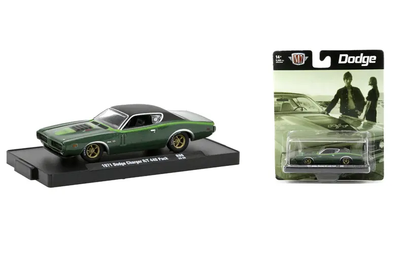 1:64 1971 Dodge Charger R/T 440 Pack -- Green -- M2 Machines Auto Drivers 96 1