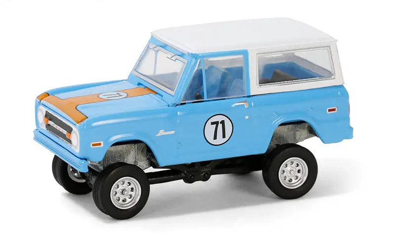 1:64 1971 Ford Bronco Custom -- #71 Blue With Orange Stripe --  Greenlight 1