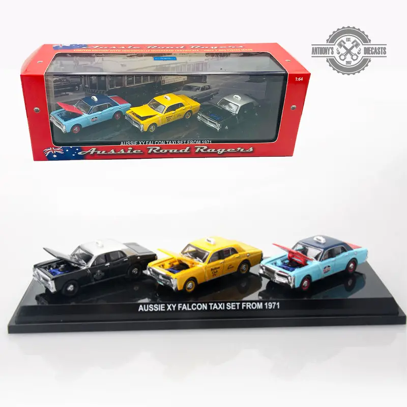 1:64 1971 Ford Xy Gtho Flacon Phase 3 -- 3-Pack Aussie Taxi Set -- Cooee Classic 1