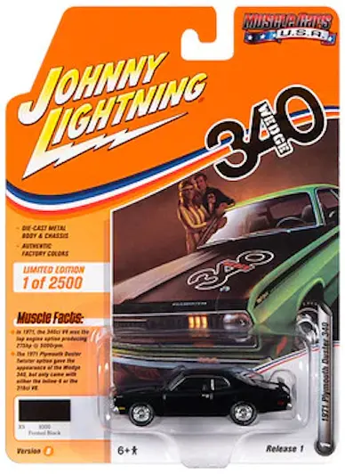 1:64 1971 Plymouth Duster 340 -- Formal Black -- Johnny Lightning 1
