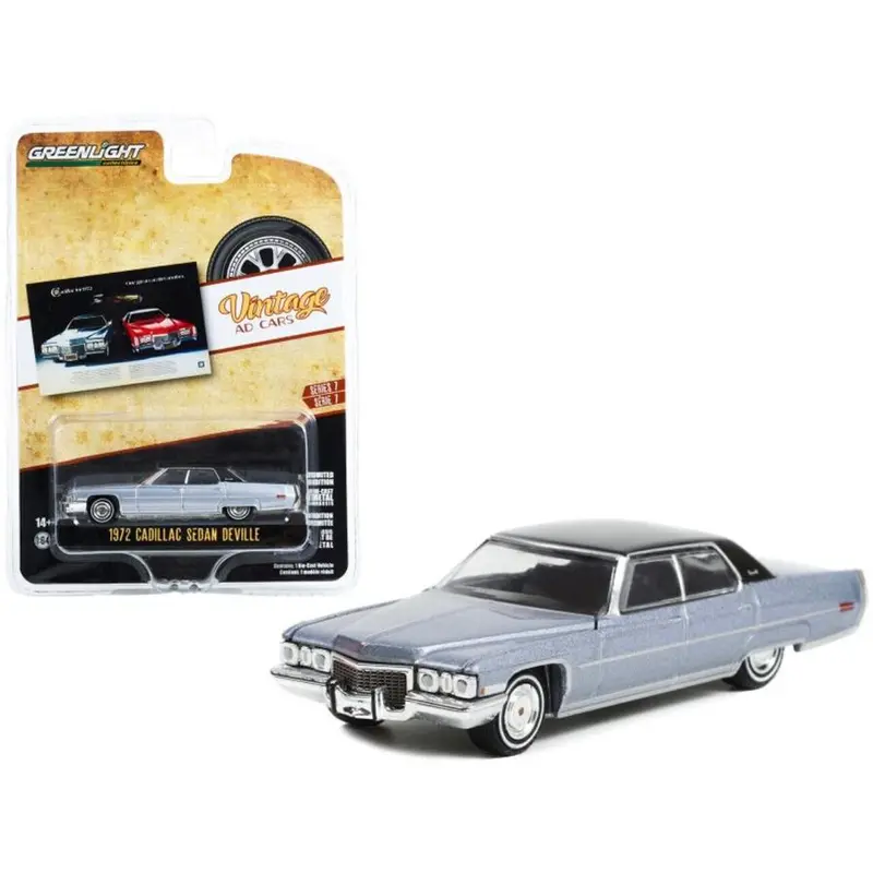 1:64 1972 Cadillac Sedan Deville -- Blue/Black --  Greenlight 1