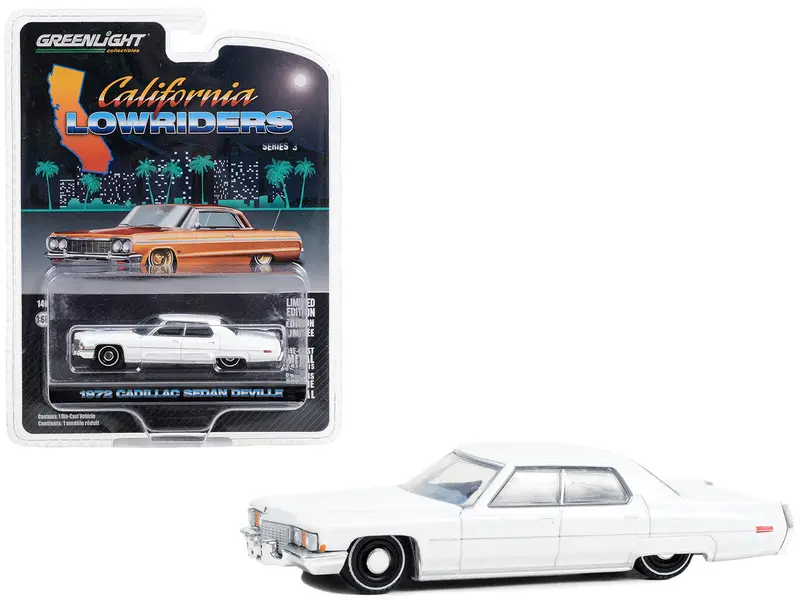 1:64 1972 Cadillac Sedan Deville -- Cotillion White -- California Lowriders 1