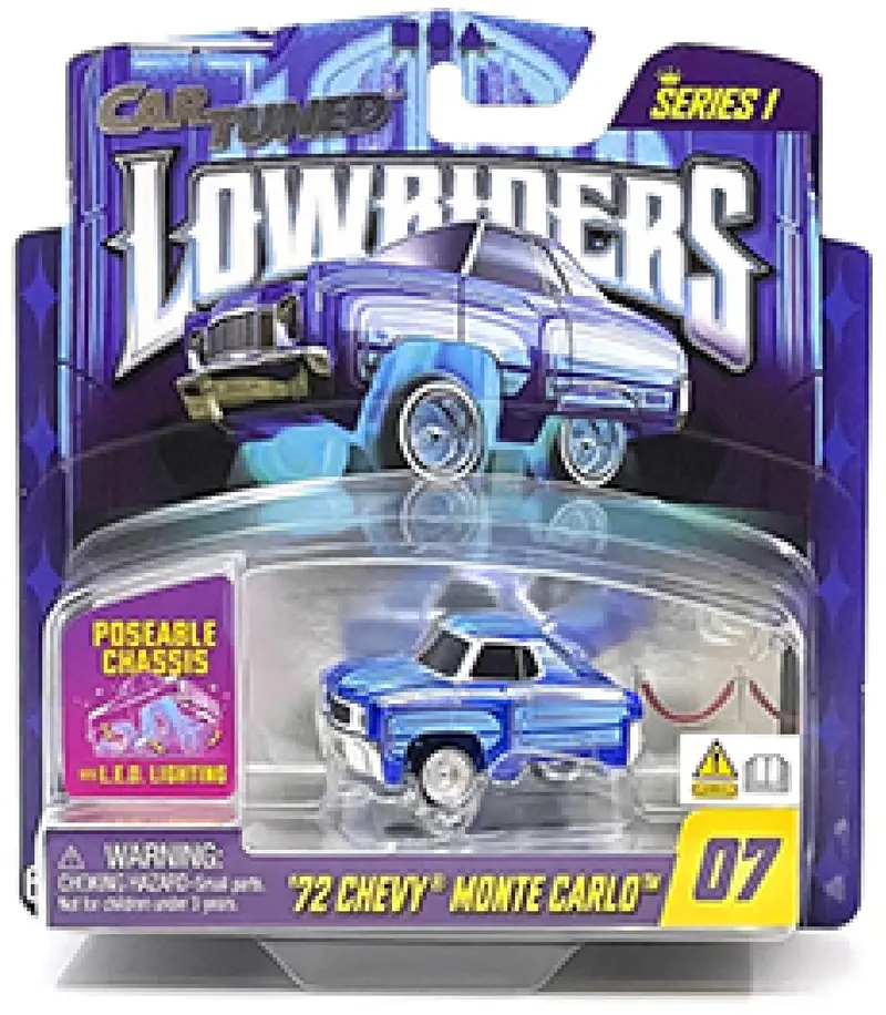 1:64 1972 Chevrolet Monte Carlo - Blue -- Cartuned: Lowriders Show Glow Series 1 1