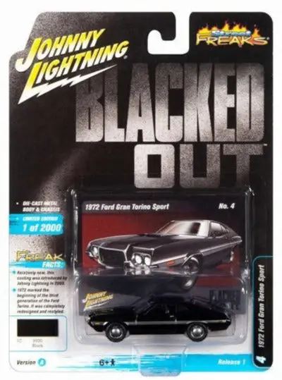 1:64 1972 Ford Gran Torino Sport -- Black -- Johnny Lightning 1