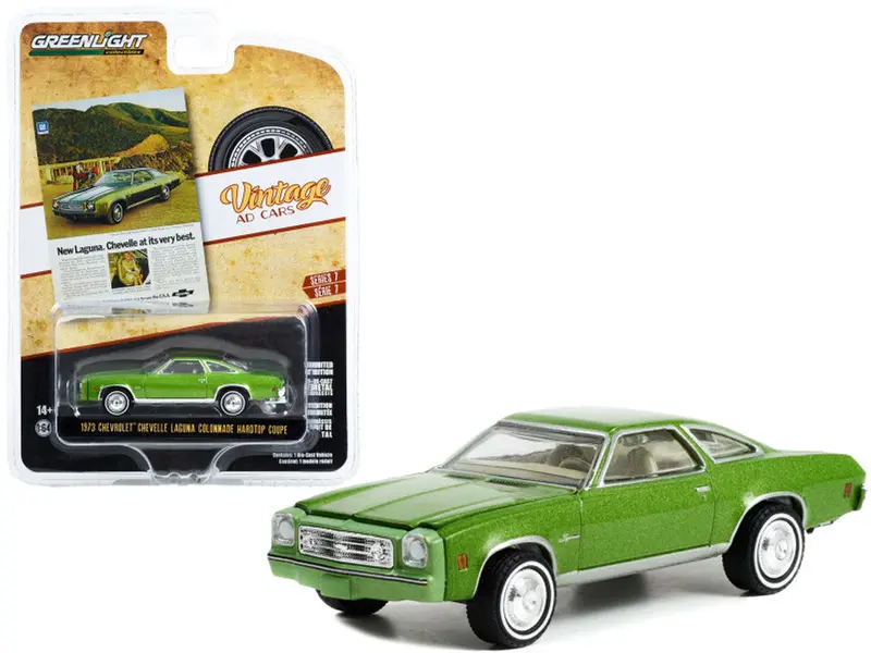 1:64 1973 Chevrolet Chevelle Laguna Colonnade Hardtop -- Green --  Greenlight 1