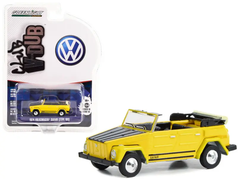 1:64 1974 Volkswagen Safari (Type 181) -- Yellow/Black -- Greenlight 1