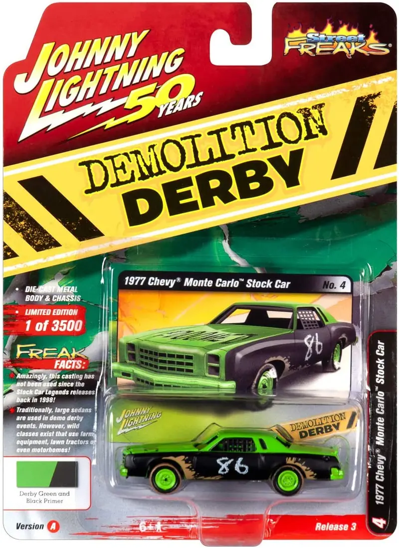 1:64 1977 Chevrolet Monte Carlo Stock Car -- Derby Green And Black Primer -- Joh 1