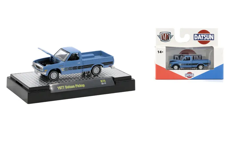 1:64 1977 Datsun Pickup -- Blue -- M2 Machines Auto Thentics 75 1
