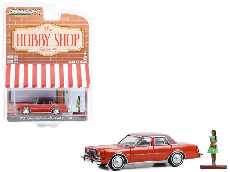 1:64 1983 Dodge Diplomat W/Woman In Dress -- Red --  Greenlight 1