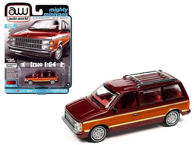 1:64 1984 Dodge Caravan -- Garnet Pearl Coat -- Auto World 1