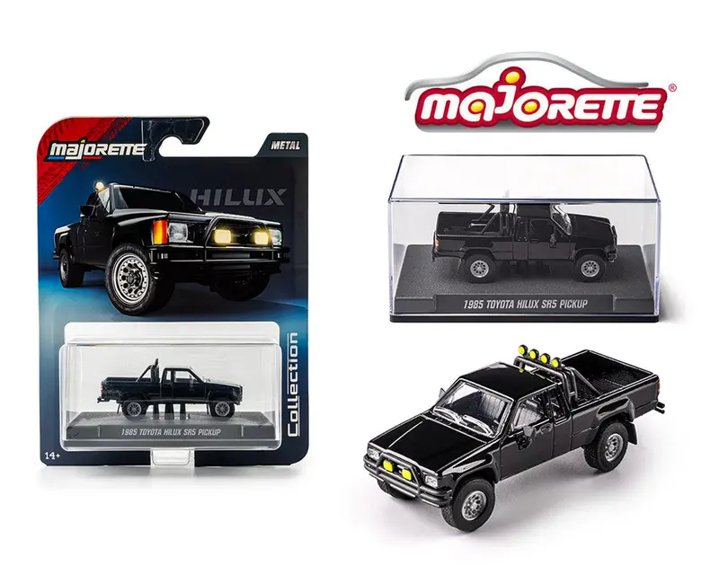 1:64 1985 Toyota Hilux Sr5 Pickup Truck -- Black -- Majorette: Collection Deluxe 1