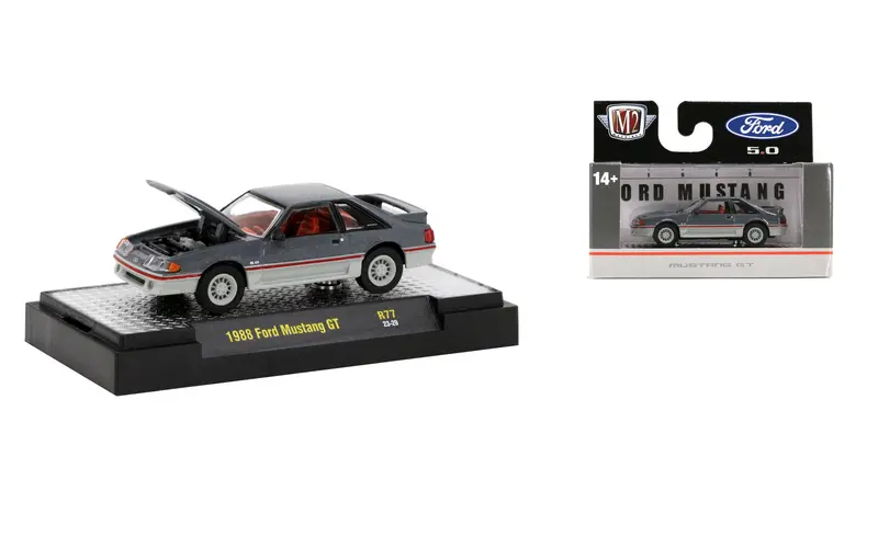 1:64 1988 Ford Mustang Gt -- Grey/Silver -- M2 Machines Auto Thentics 77 1