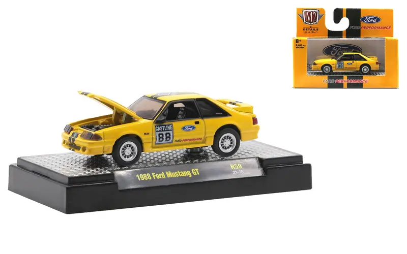 1:64 1988 Ford Mustang Gt -- Yellow -- M2 Machines Detroit Muscle 1